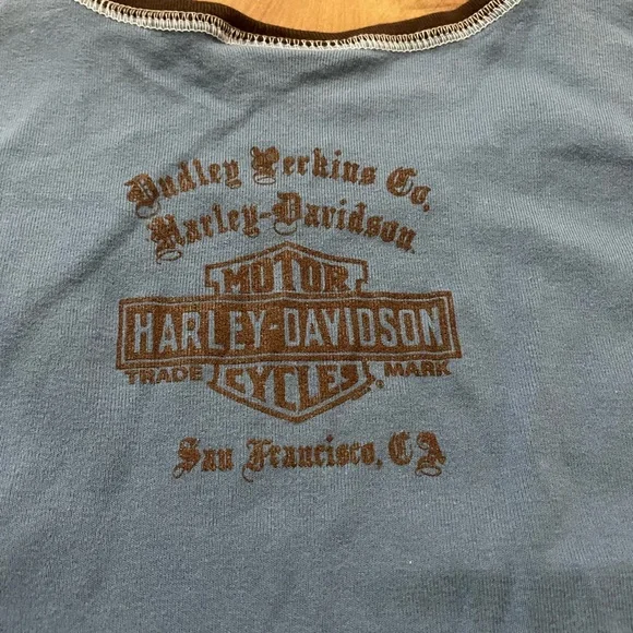2006 Y2K Harley-Davidson Blue Tank Top with Eagle and Motorcycle - Picture 6 of 7